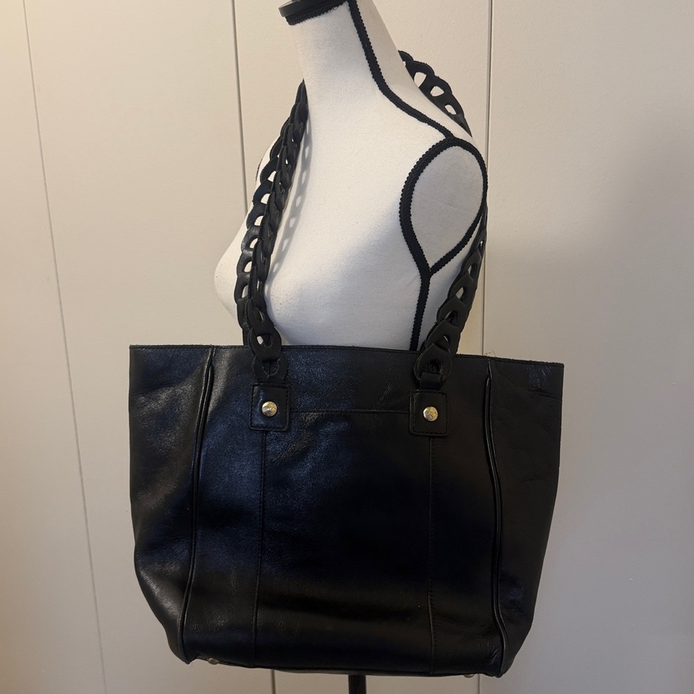 Elegant Patricia Nash Black Leather Tote Bag